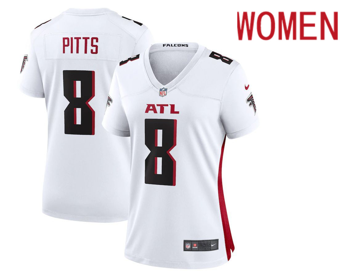 Women Atlanta Falcons #8 Kyle Pitts Nike White Game Player NFL Jersey->women nfl jersey->Women Jersey